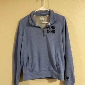 PINK Victoria's Secret Blue Half-Zip Sweater